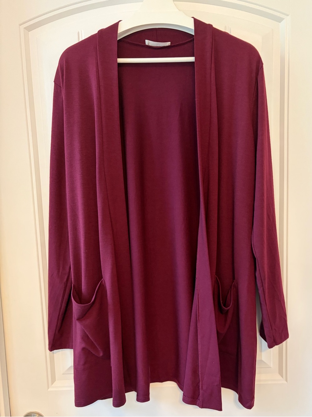Chic Soul Open-Front Flowy Cardigan with Pockets, Burgundy